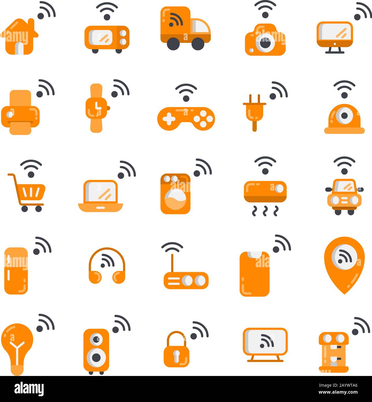 Internet of Things flat icon set. Vector and Illustration. Stock Vector