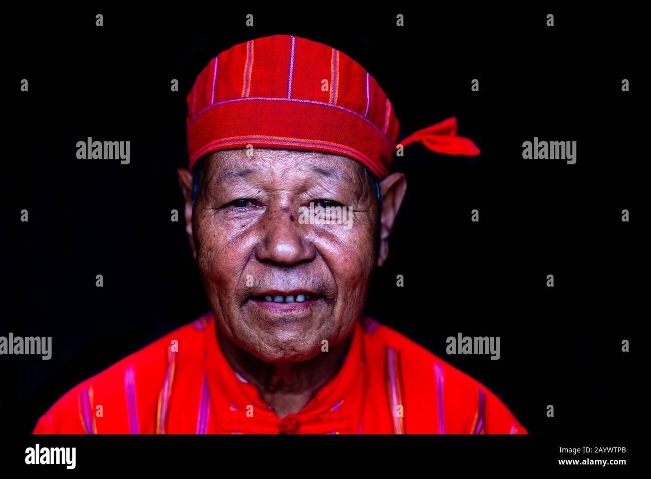A Portrait Of A Man From The Kayah Ethnic Group In Traditional Costume, Hta Nee La Leh Village, Loikaw, Kayah State, Myanmar. Stock Photo
