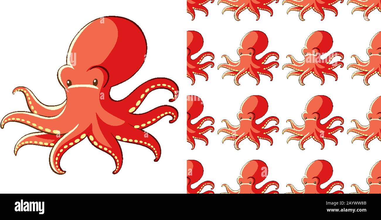 Seamless background design with octopus illustration Stock Vector Image ...