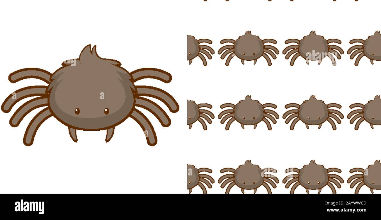 Seamless background design with cute spider illustration Stock Vector ...