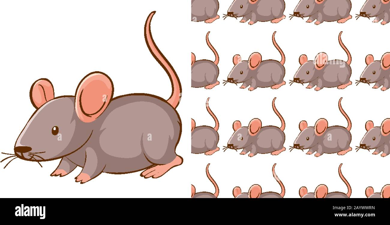 Seamless background design with gray rat illustration Stock Vector ...