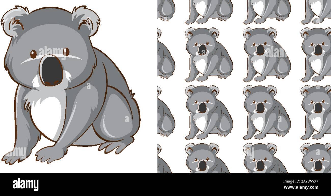 Seamless background design with cute koala illustration Stock Vector ...