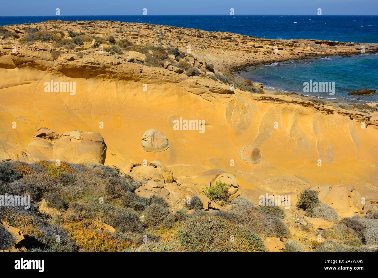 Greece, volcanic rocks on Lemnos Island Stock Photo