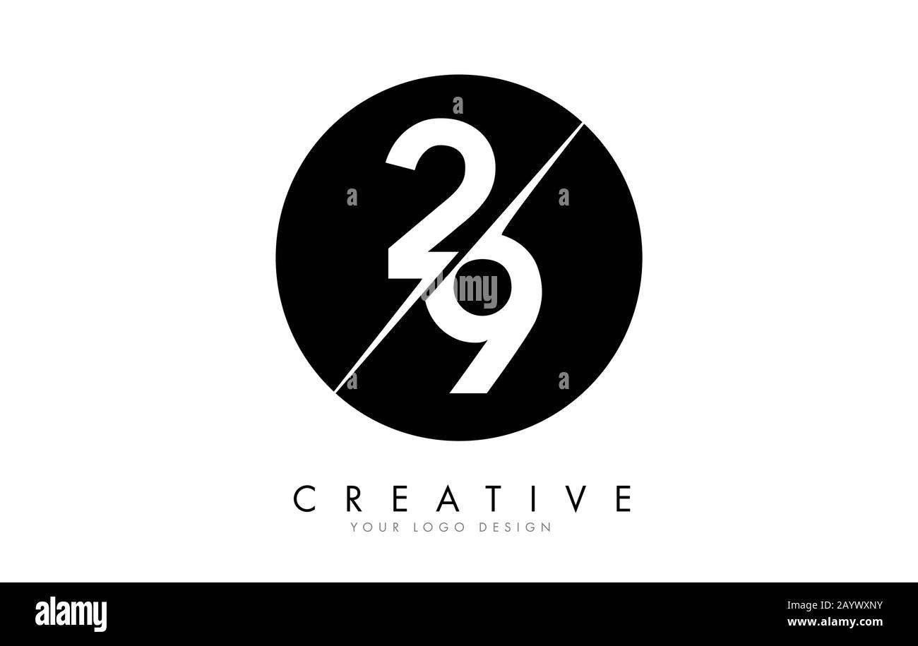 29 2 9 Number Logo Design with a Creative Cut and Black Circle ...