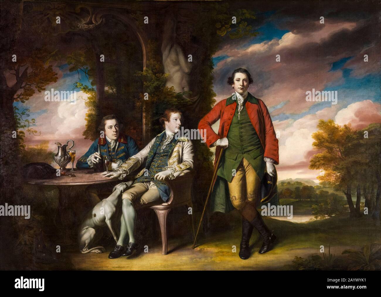 The Honorable Henry Fane (1739–1802) with Inigo Jones and Charles Blair, portrait painting, 1761-1766 by Sir Joshua Reynolds Stock Photo