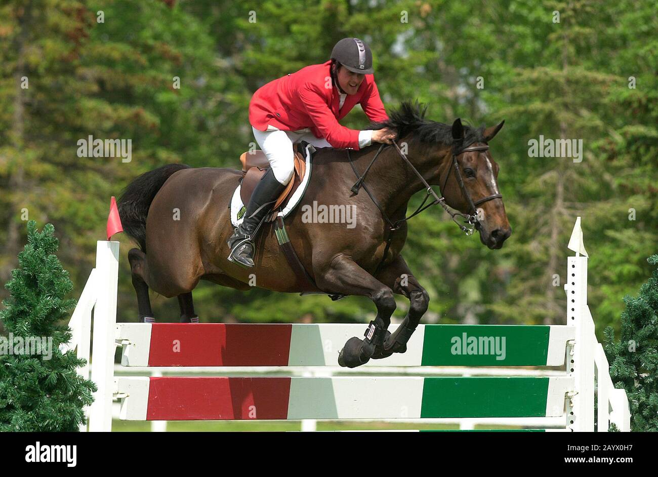 Spruce Meadows National 2004 Dow Chemical Cup, Andrew Davies, Great Britain riding Ashley III Stock Photo