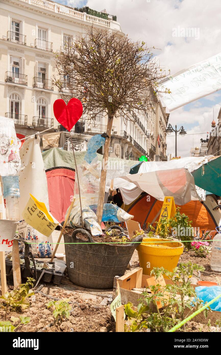Puerta del Sol, Madrid, Spain - June 10, 10: Tents of the Puerta del Sol, Madrid, Spain - June 10, 10: Tents of the