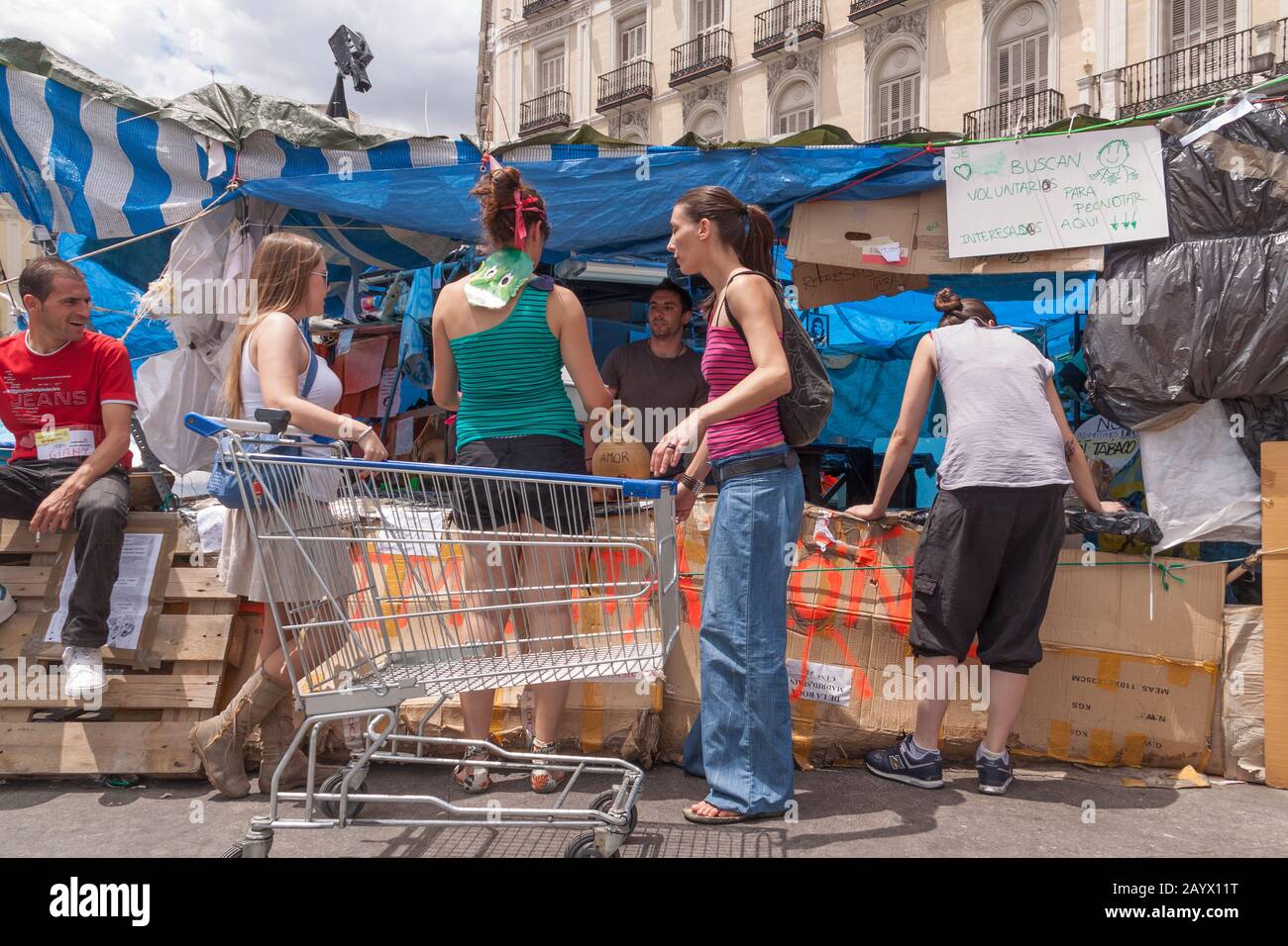 Puerta del Sol, Madrid, Spain - June 10, 10: Tents of the Puerta del Sol, Madrid, Spain - June 10, 10: Tents of the