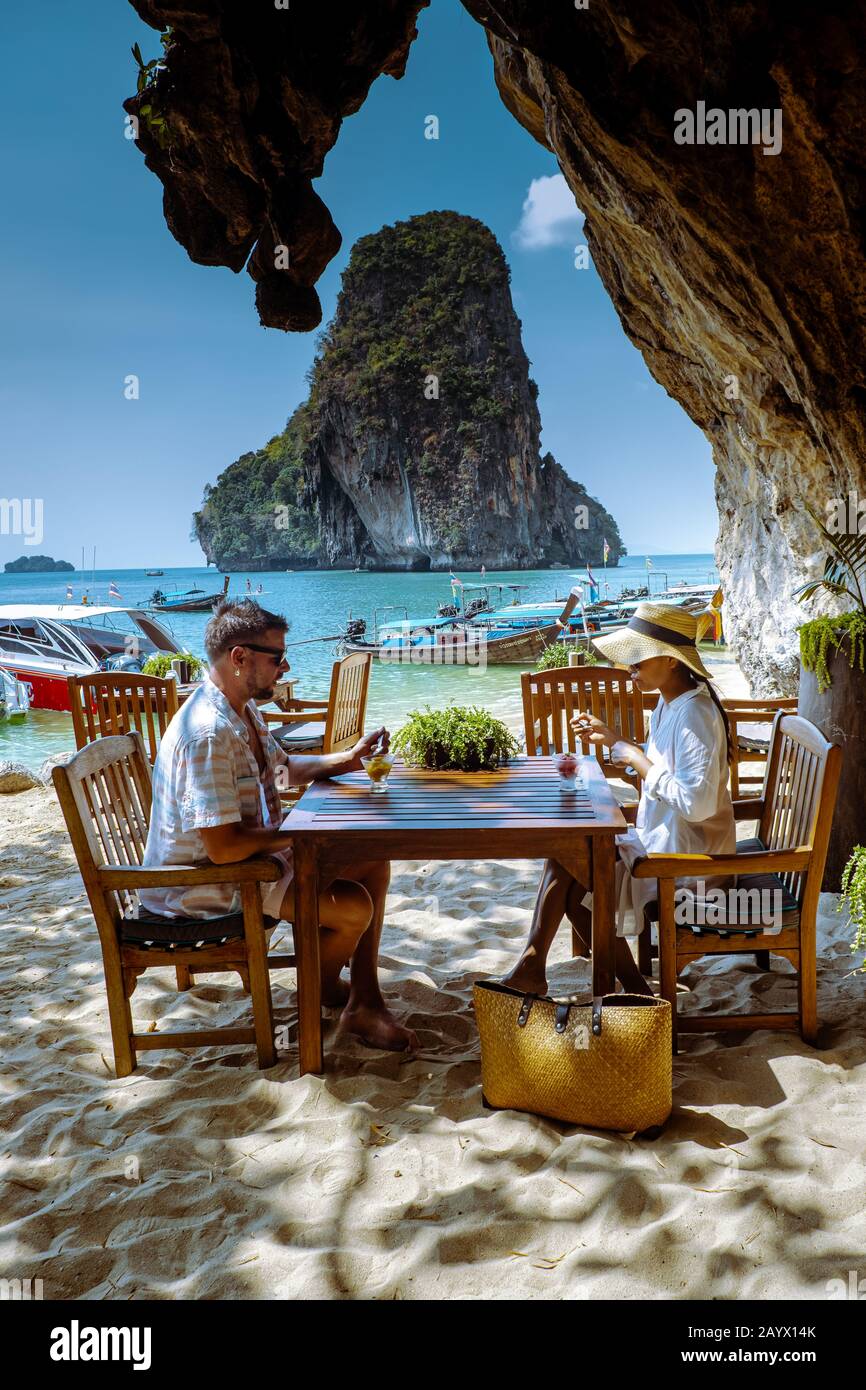 Krabi Thailand January 2020, Restaurant the Grotto on Railay beach with ...