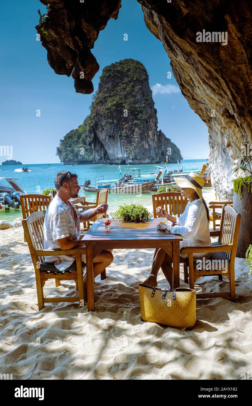 Krabi Thailand January 2020, Restaurant the Grotto on Railay beach with ...