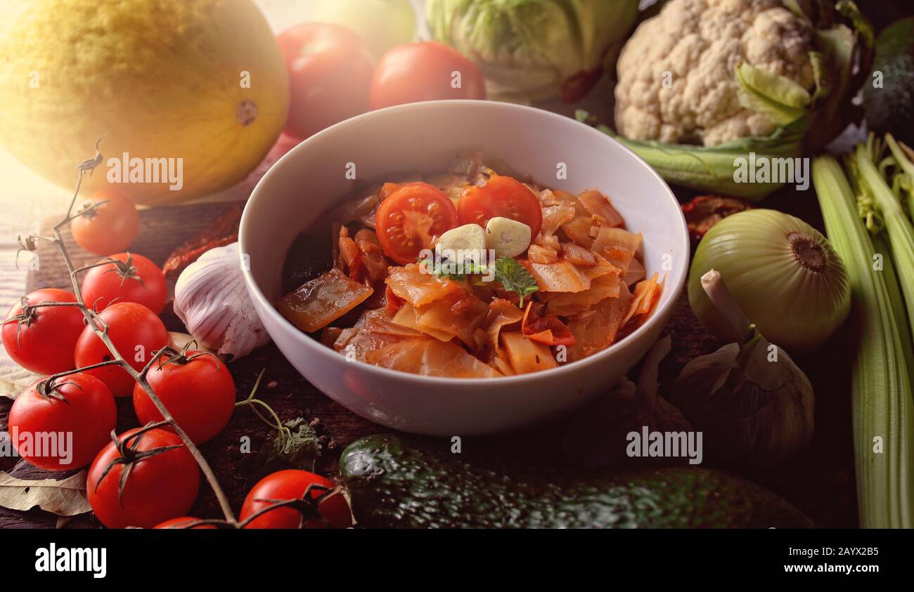 healthy and light vegetable soup Stock Photo - Alamy