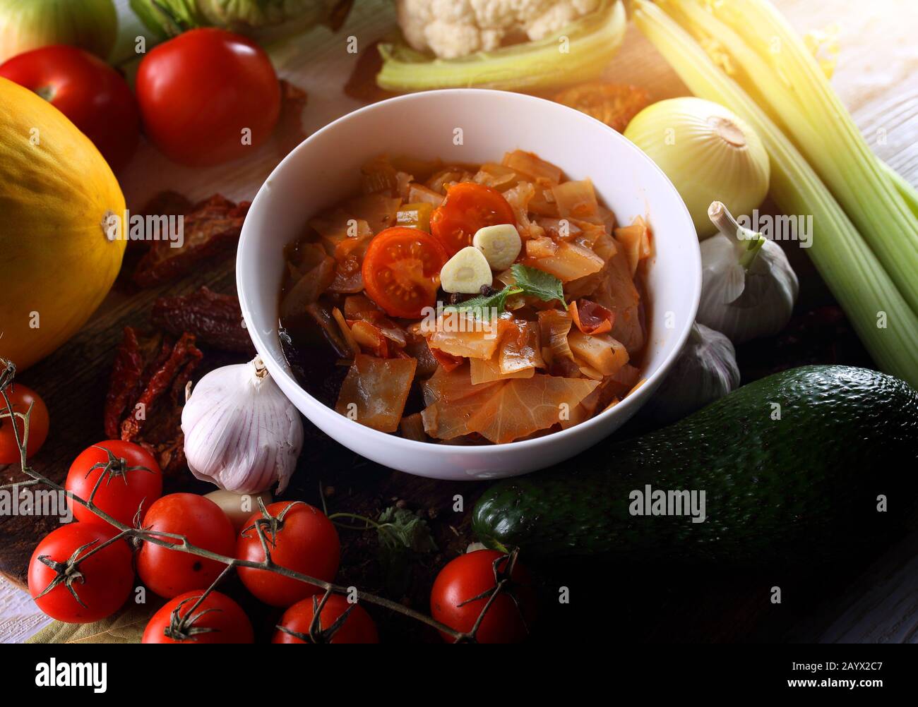 healthy and light vegetable soup Stock Photo