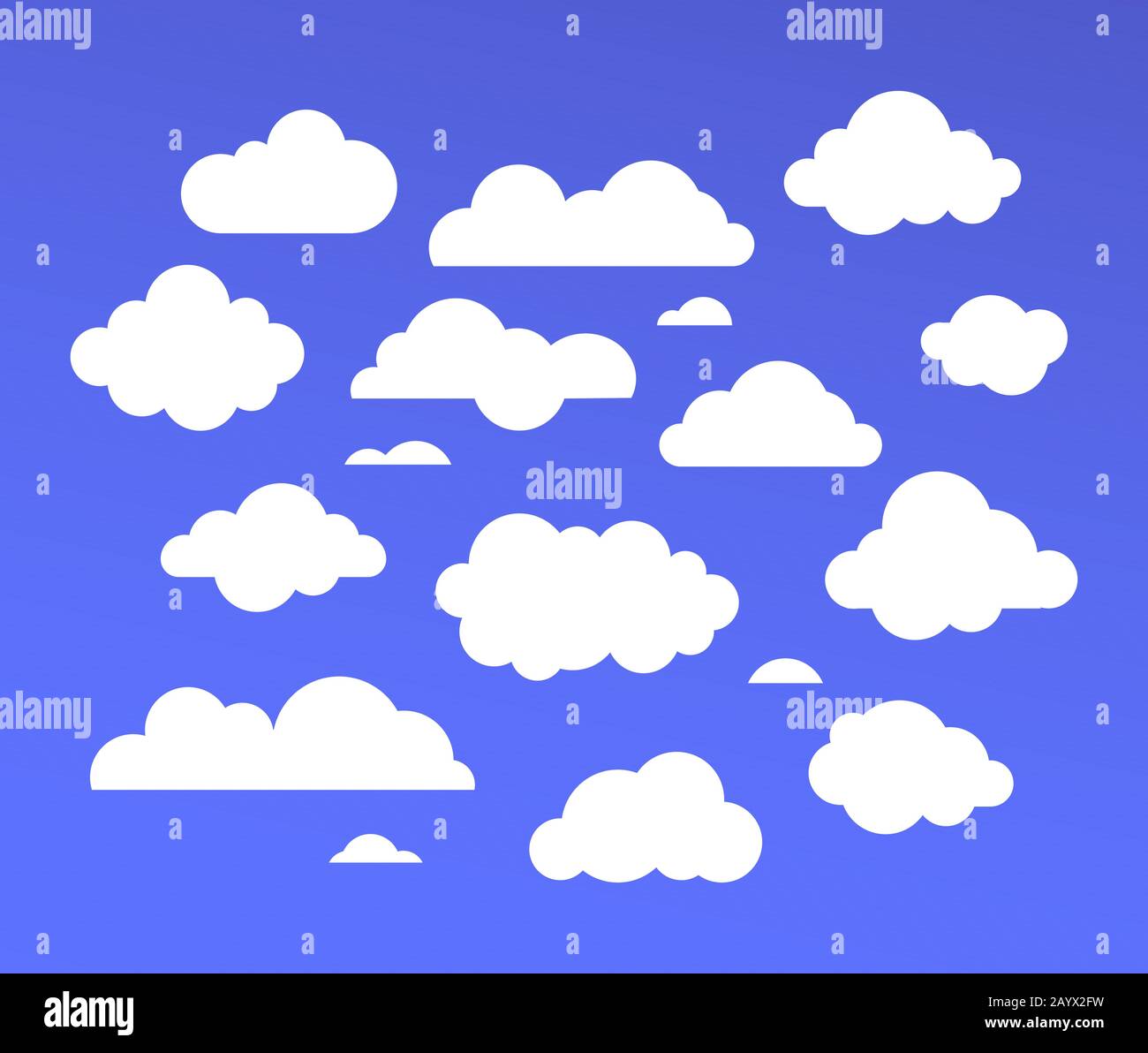 White clouds collection - set of colorful vector elements Stock Vector