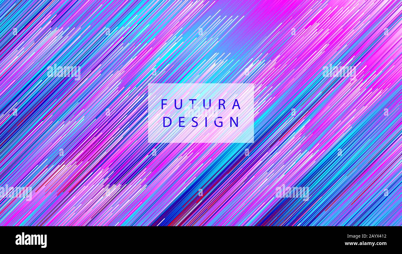 Abstract color background with diagonal lines, motion blue texture, futura design Stock Vector