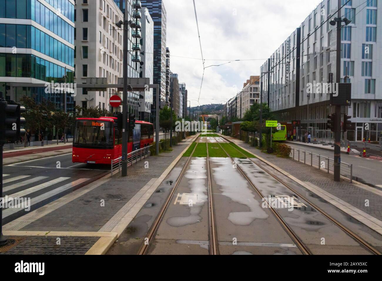 Dronning Eufemias Gate- the main east–west thoroughfare in the Bjørvika neighborhood with Barcode Project modern buildings ,Oslo,Norway Stock Photo Alamy