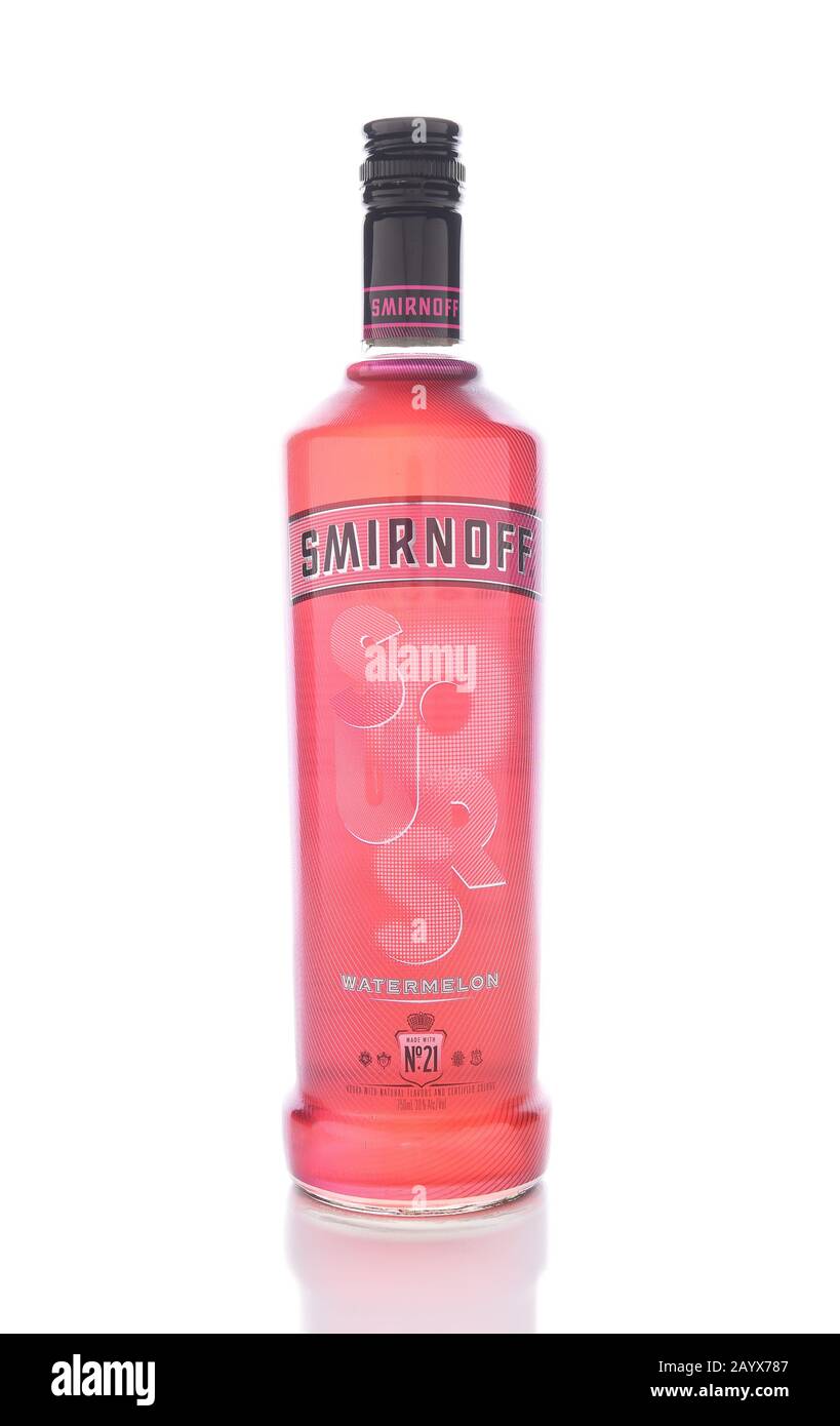 IRVINE, CALIFORNIA - JANUARY 8, 2017: Smirnoff Watermelon. A sweet vodka infused with natural fruit flavors. Smirnoff traces its heritage back to 19th Stock Photo