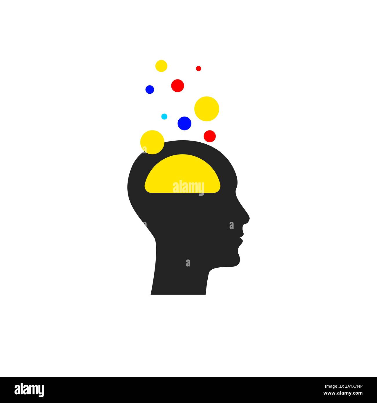 Brain activity icon, profile of man, neurotransmitters concept Stock Vector