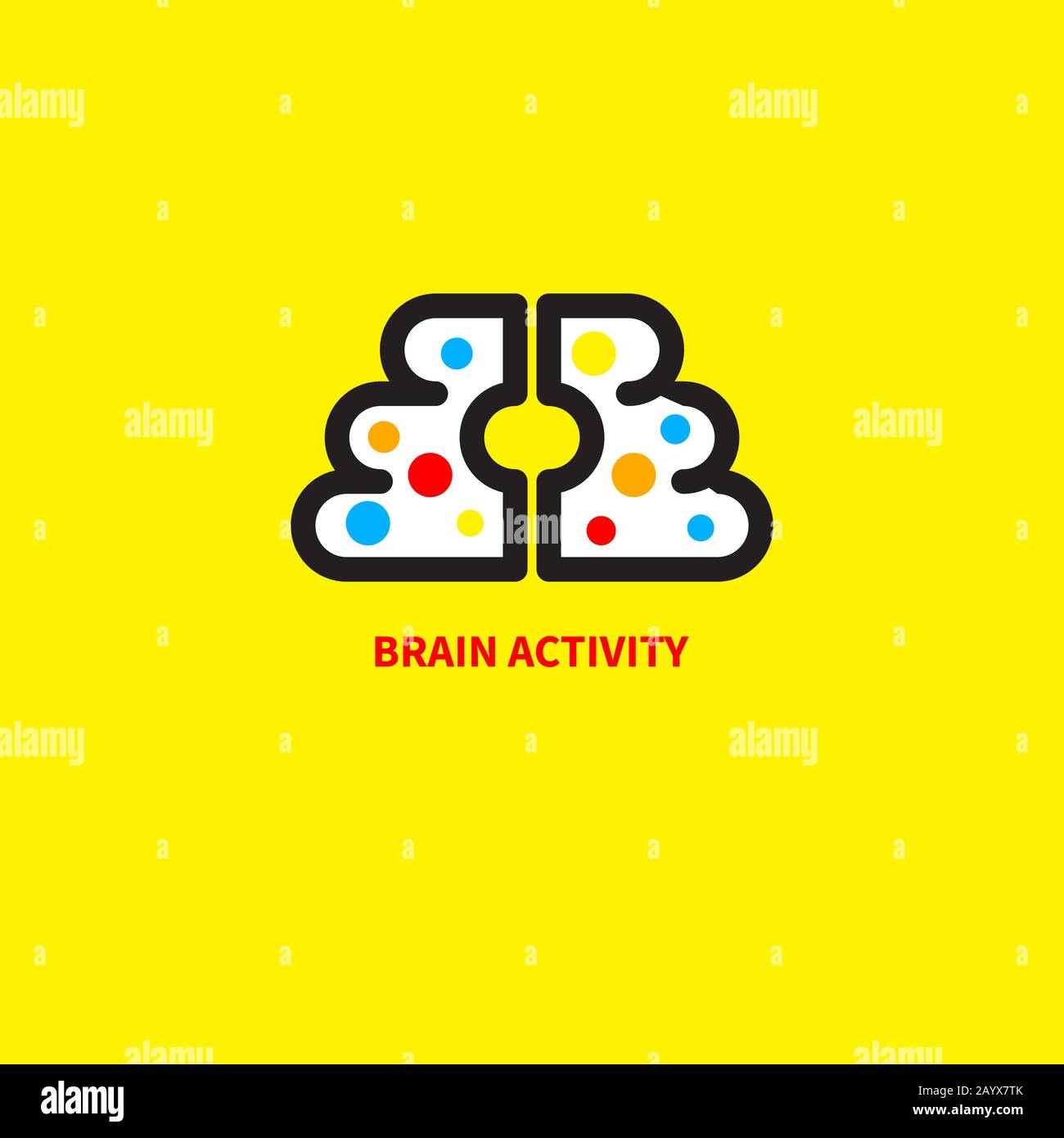 Human brain abstract icon, neurotransmitters logo, neuro concept Stock Vector