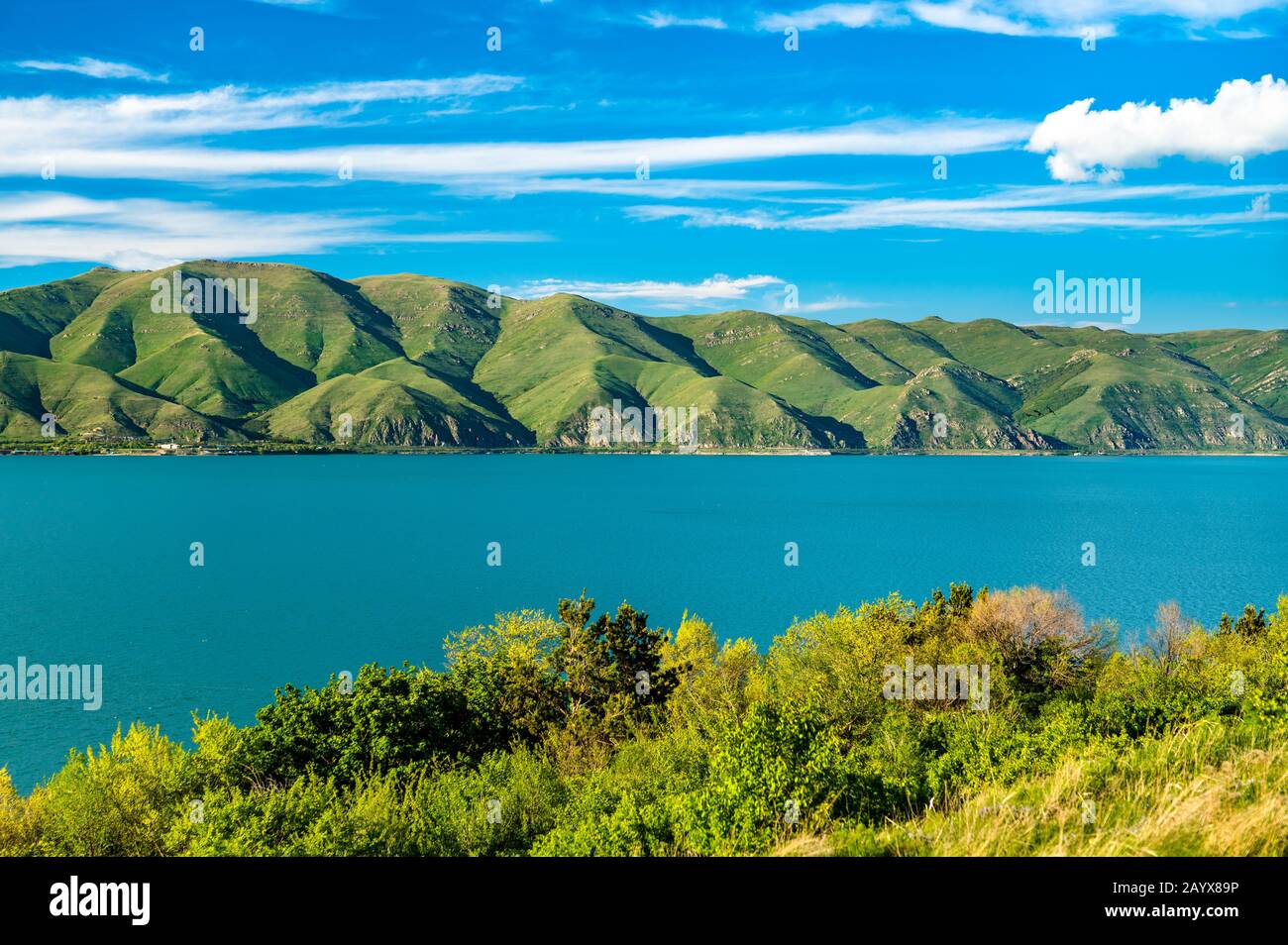 View of Sevan Island in Lake Sevan in Armenia Stock Photo - Alamy