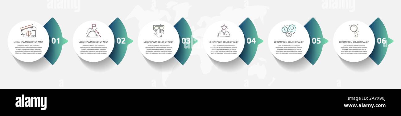 Vector template circle infographics. Business concept with 6 arrows and ...