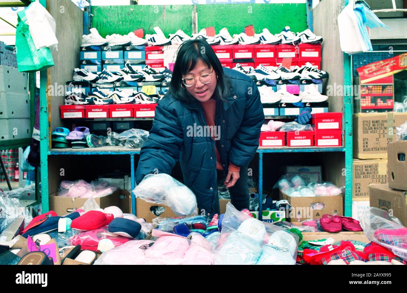 Shoes trainers market stall hi res stock photography and images