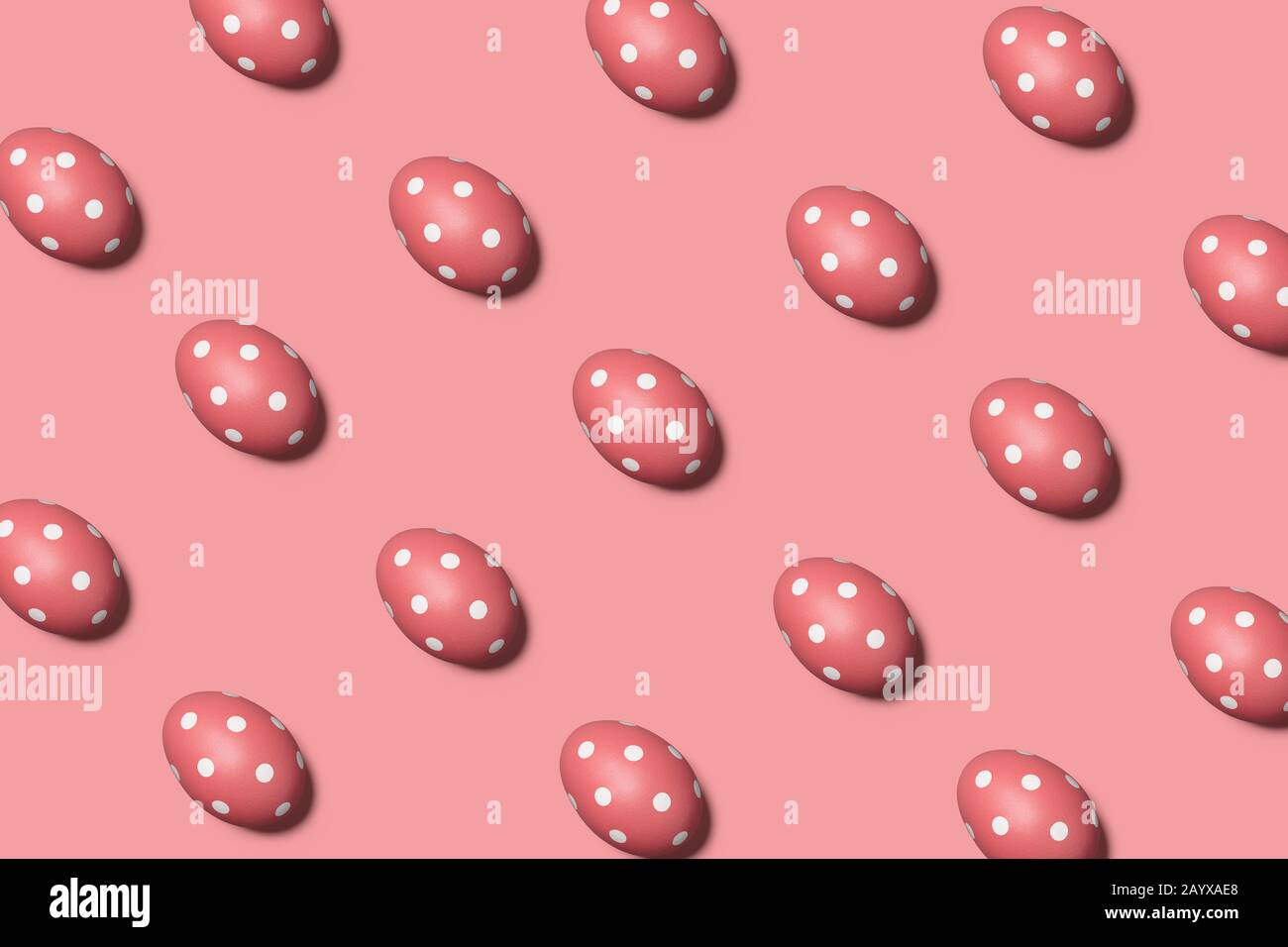 Trendy Easter pattern with pink eggs in dots Stock Photo
