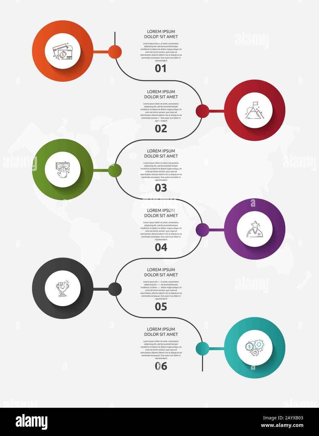 Vector template circle infographics. Business concept with 6 options ...