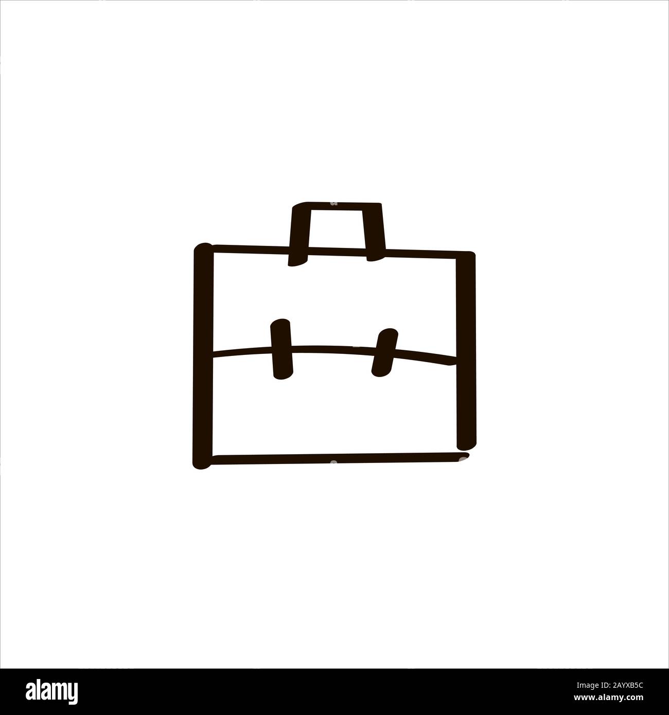 Icon sign with briefcase for Work experience section. Black hand draw doodle sketch can be used in greeting cards, posters, flyers, banners, logos, web design, CV etc. Vector illustration. EPS10 Stock Vector