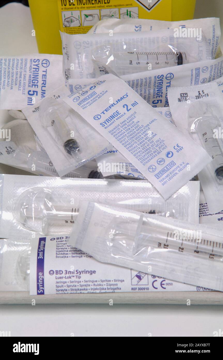 Various Sterile Syringes Stock Photo Alamy