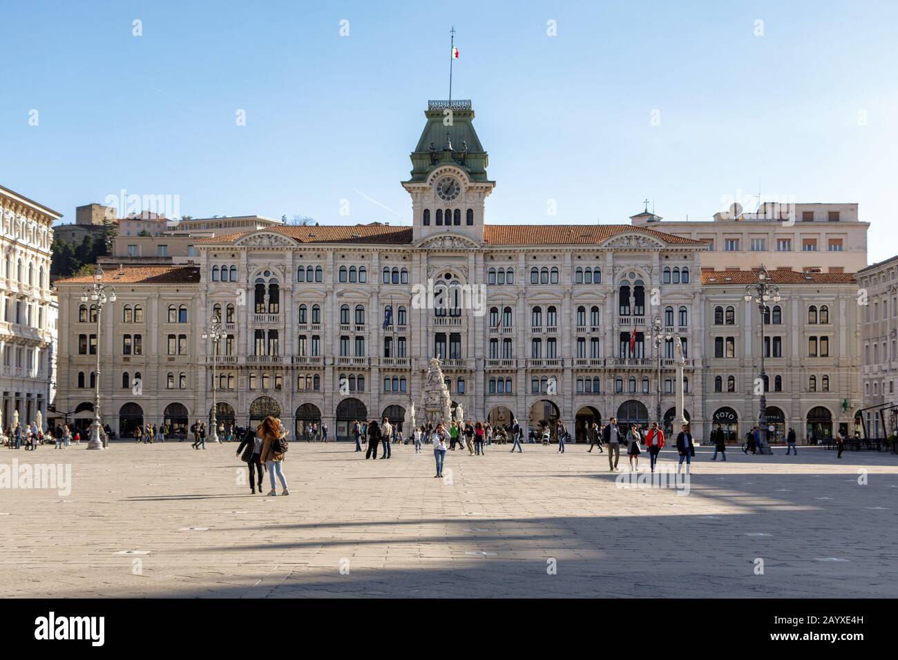 The Trieste City Hall on Piazza Unita d'Italia Stock Photo