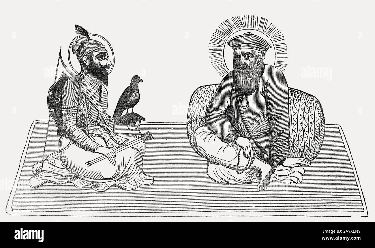 Guru Nanak, together with Guru Gobind Singh, founder of Sikhism Stock Photo