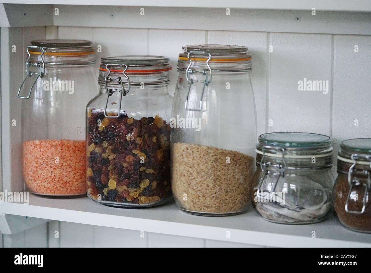 Glass jar canisters, Plasticfree Packaging storage health food, many