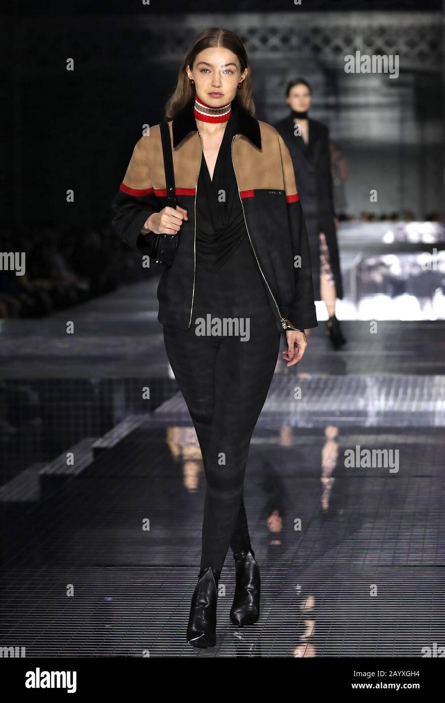 Gigi Hadid during the Burberry show at London Fashion Week February 2020,  held at Olympia National, London Stock Photo - Alamy
