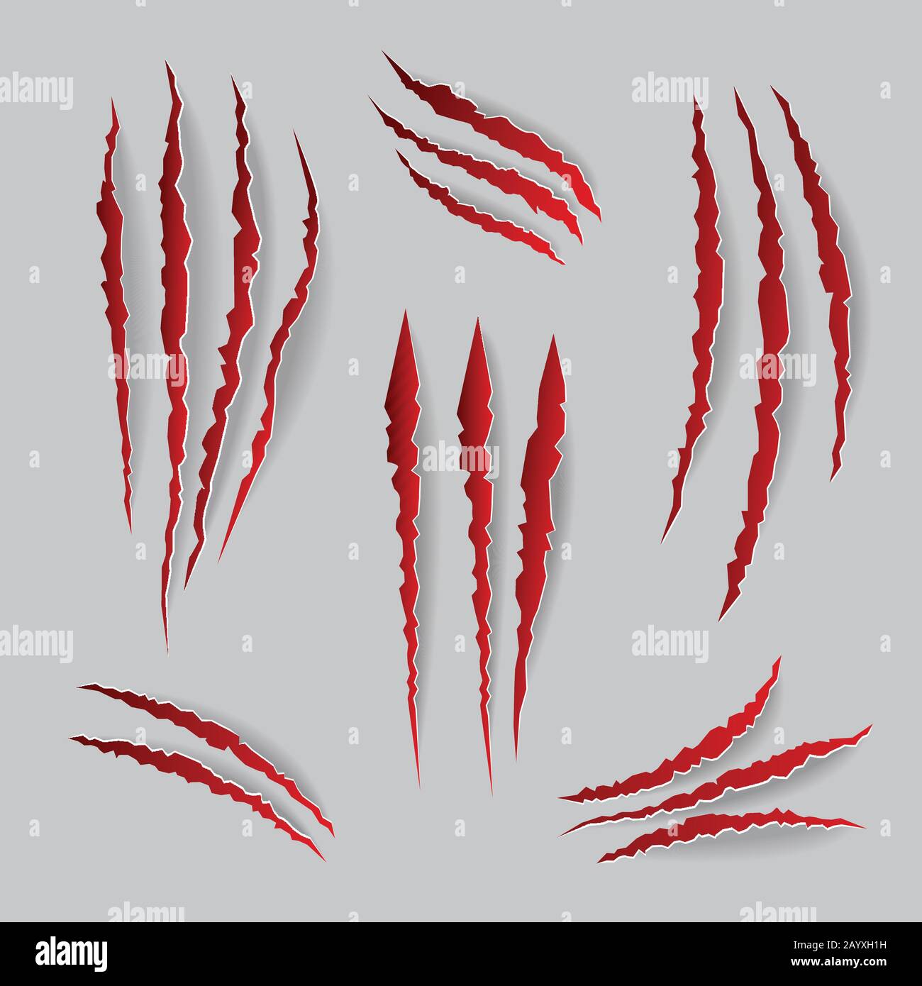 Black claws scratch. Monster, beast bite. Fight scar. (Full Vector) vector  de Stock