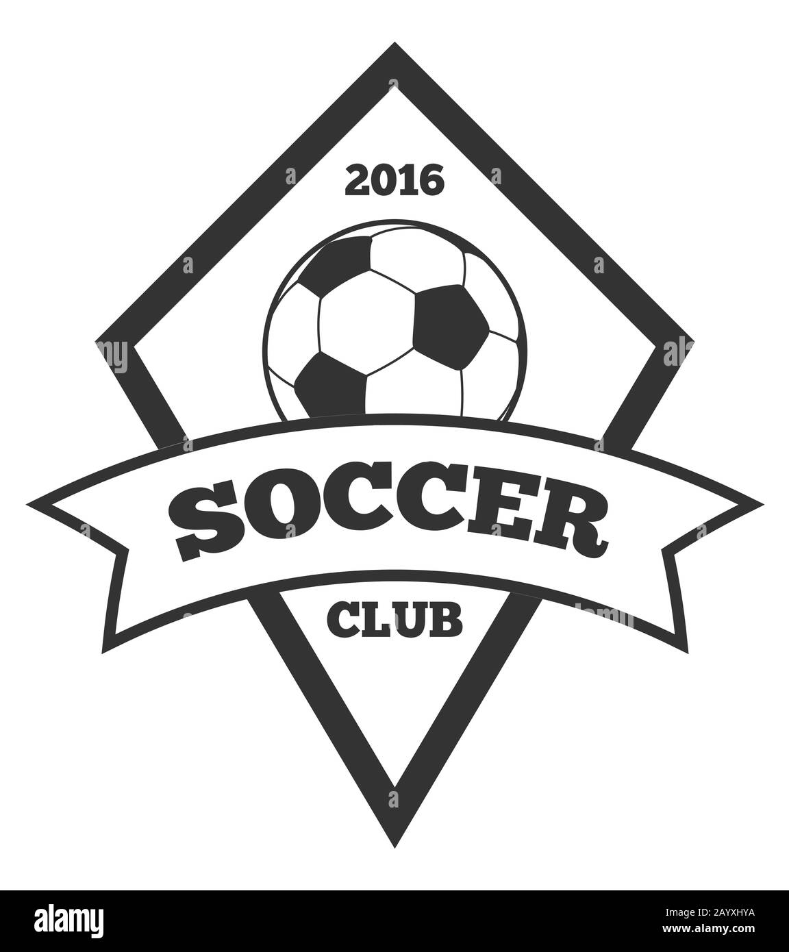 Vector soccer logo template, emblem in black isolated over white. Ball on sport logo illustration Stock Vector