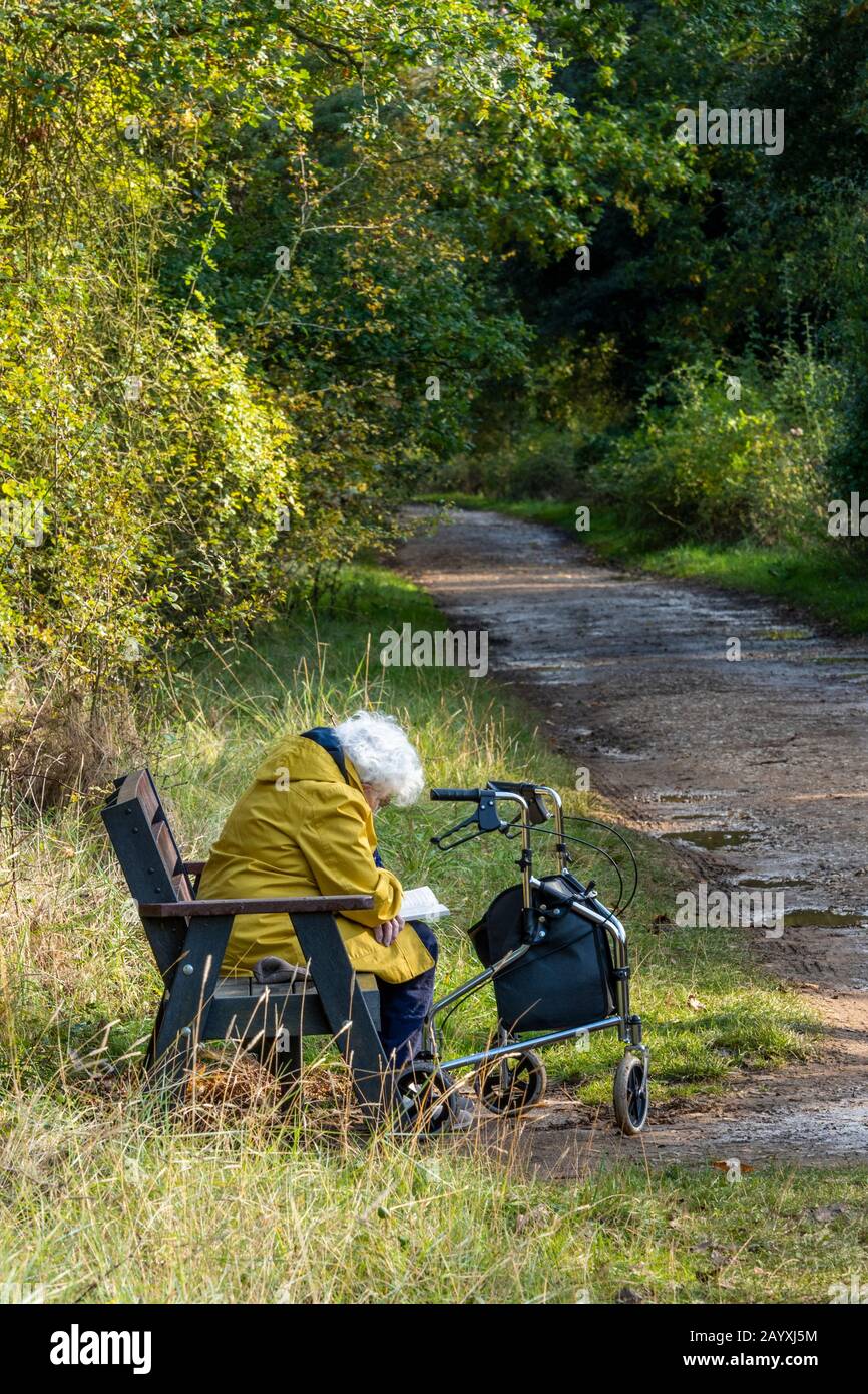 Old lady sitting on her own hi-res stock photography and images - Alamy