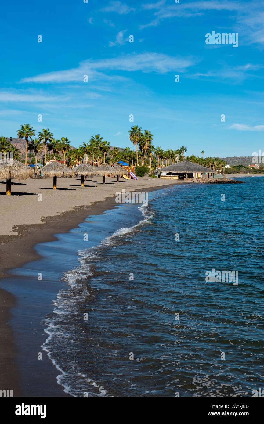 One of the beaches of the town of Loreto, Sea of Cortez, Baja California, Mexico. Stock Photo