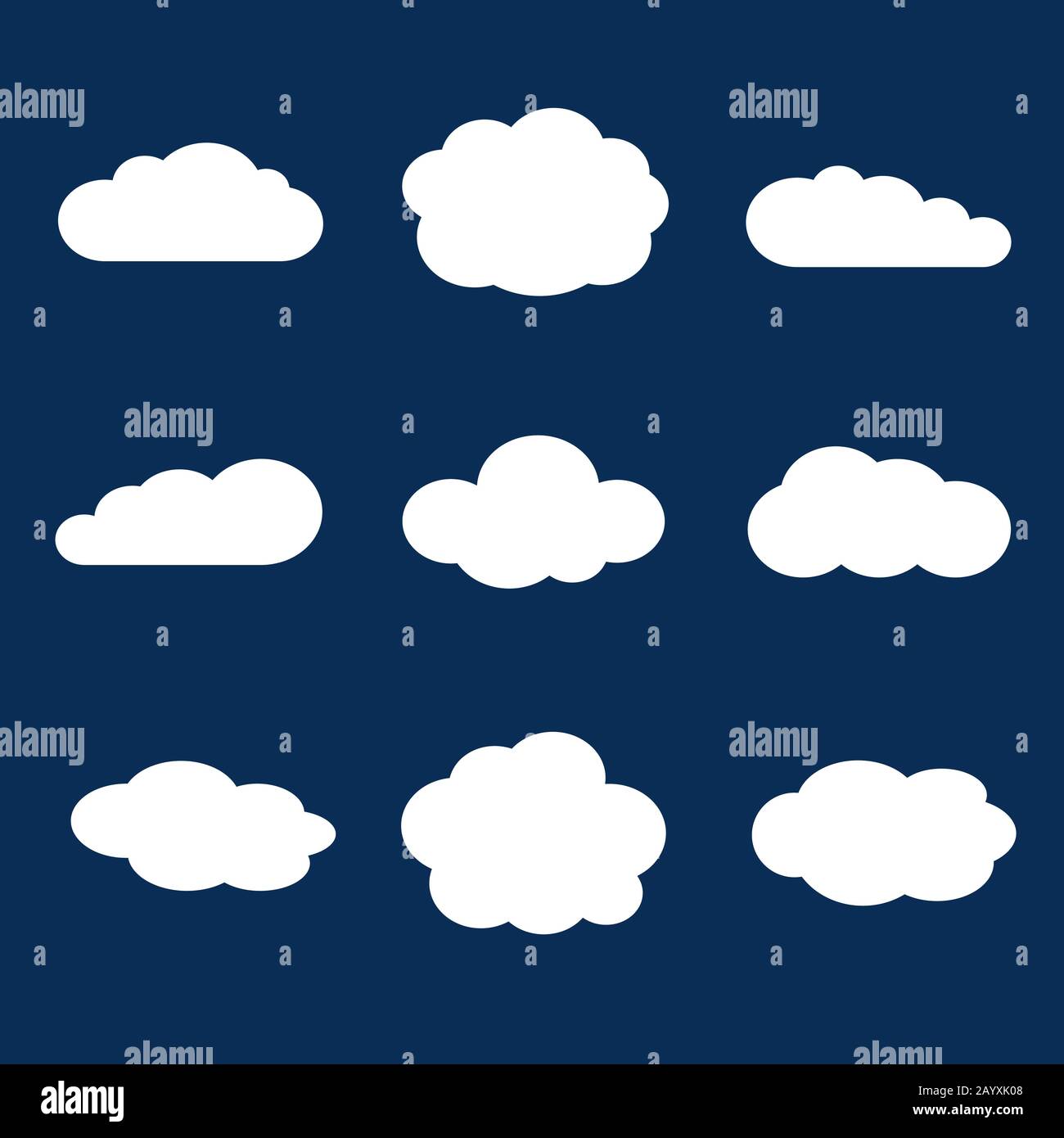Set of clouds in the blue sky. White cloud isolated on background. Vector illustration Stock Vector