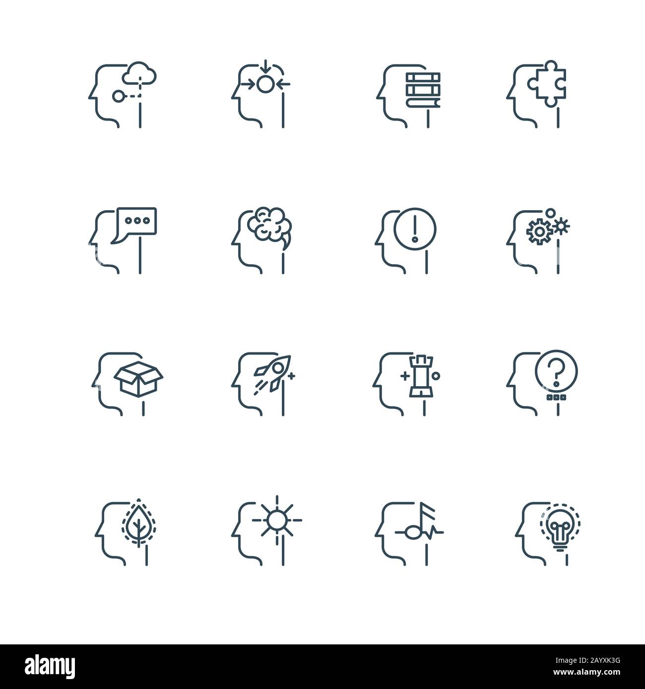 Idea, business strategy and management line thin vector icons. Business development analysis, management and analytic business illustration Stock Vector