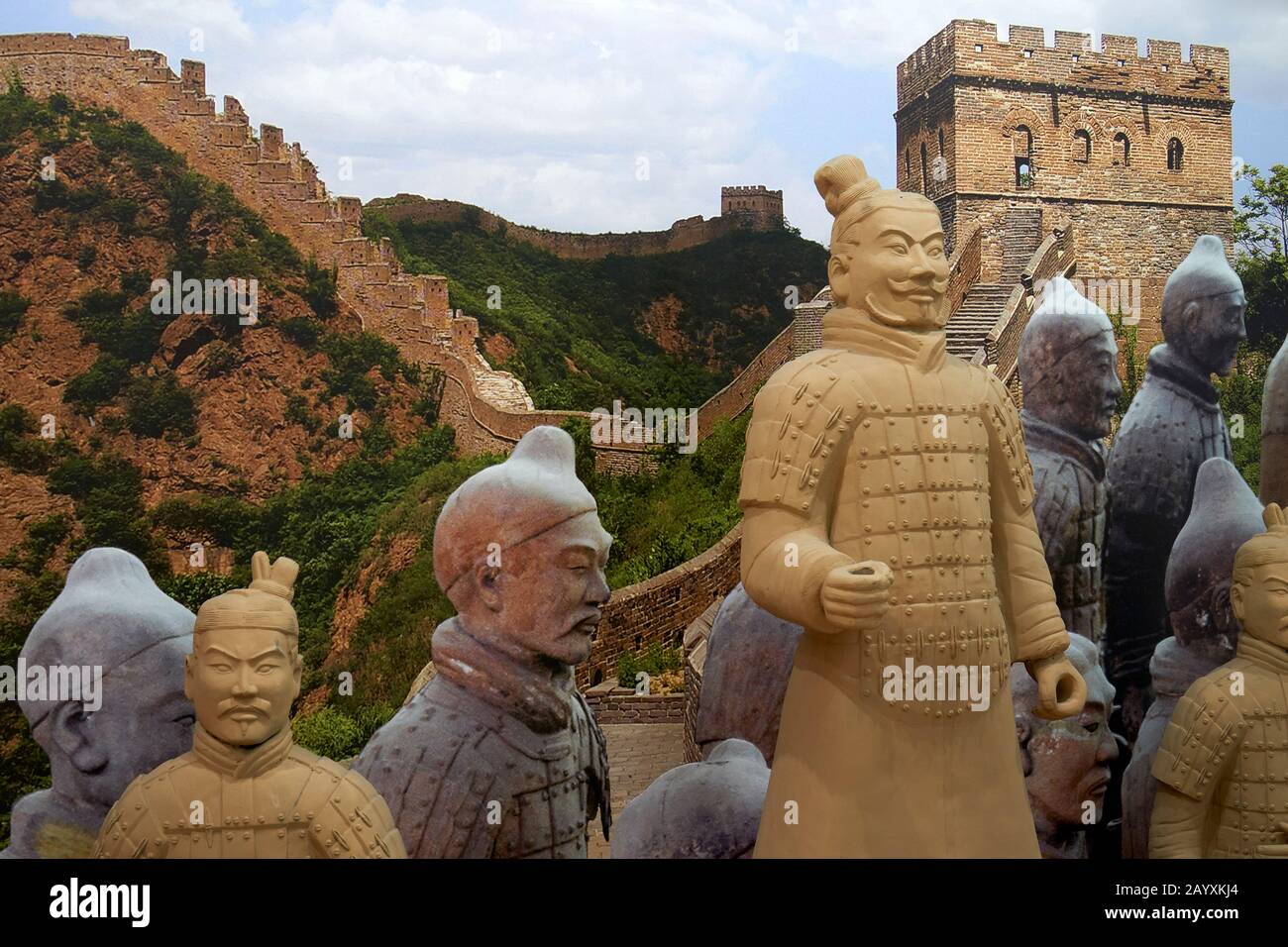 Replicas of the Terracotta Army Chinese funerary statutes,Chinatown, Vancouver, BC, Canada Stock Photo