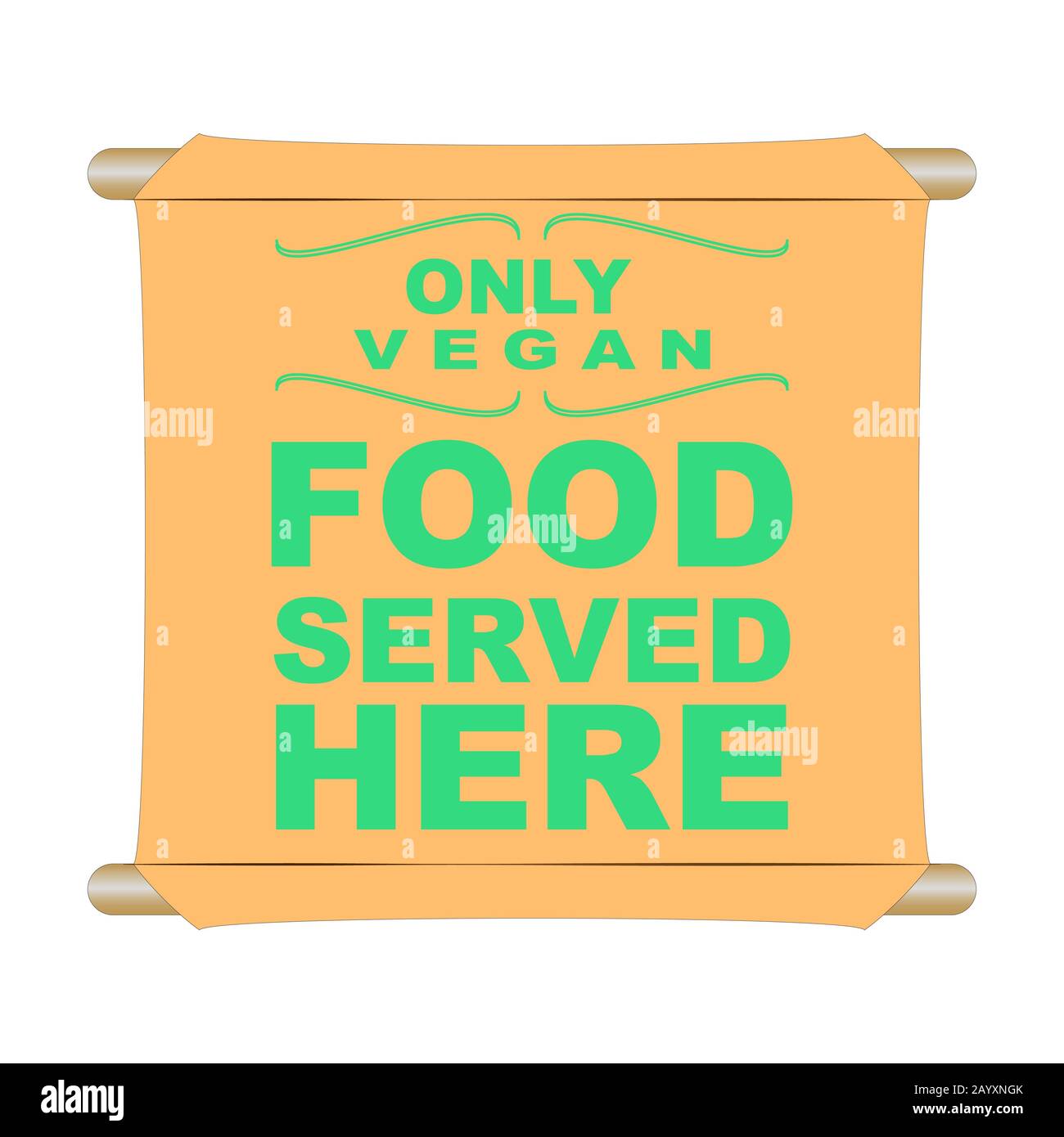 100% Vegan food served here vector sign Stock Photo