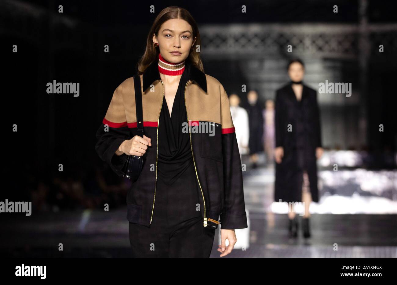 Gigi Hadid during the Burberry show at London Fashion Week February 2020,  held at Olympia National, London Stock Photo - Alamy