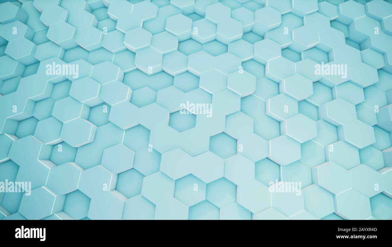 3D rendering of abstract hexagonal geometric surfaces in virtual space ...