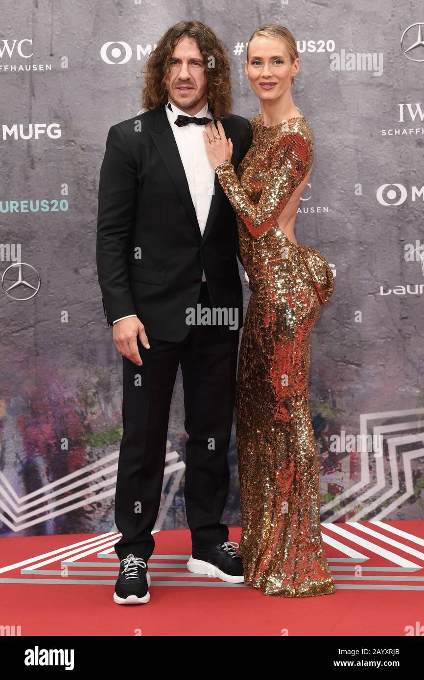 Berlin, Germany. 17th Feb, 2020. Carles Puyol, football player, comes with his wife Vanessa Lorenzo to the Laureus Sport Awards ceremony. Credit: Jörg Carstensen/dpa/Alamy Live News Stock Photo