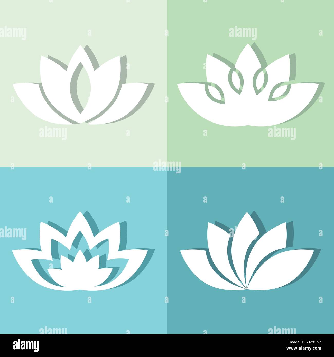 White flowers on soft background with shadow. Elegant nature elements. Vector illustration Stock Vector
