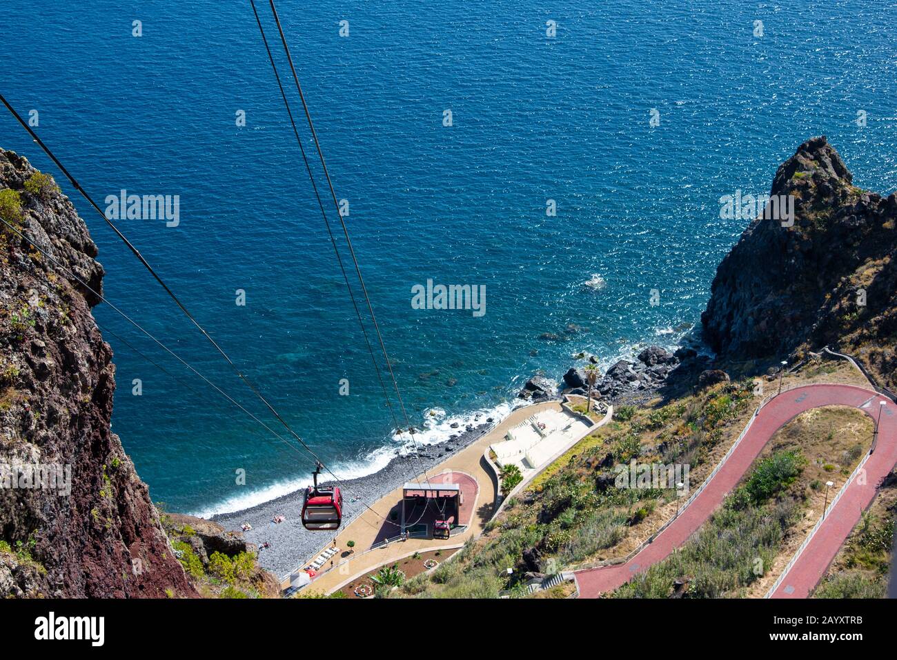 Madeira travel cable car Stock Photo