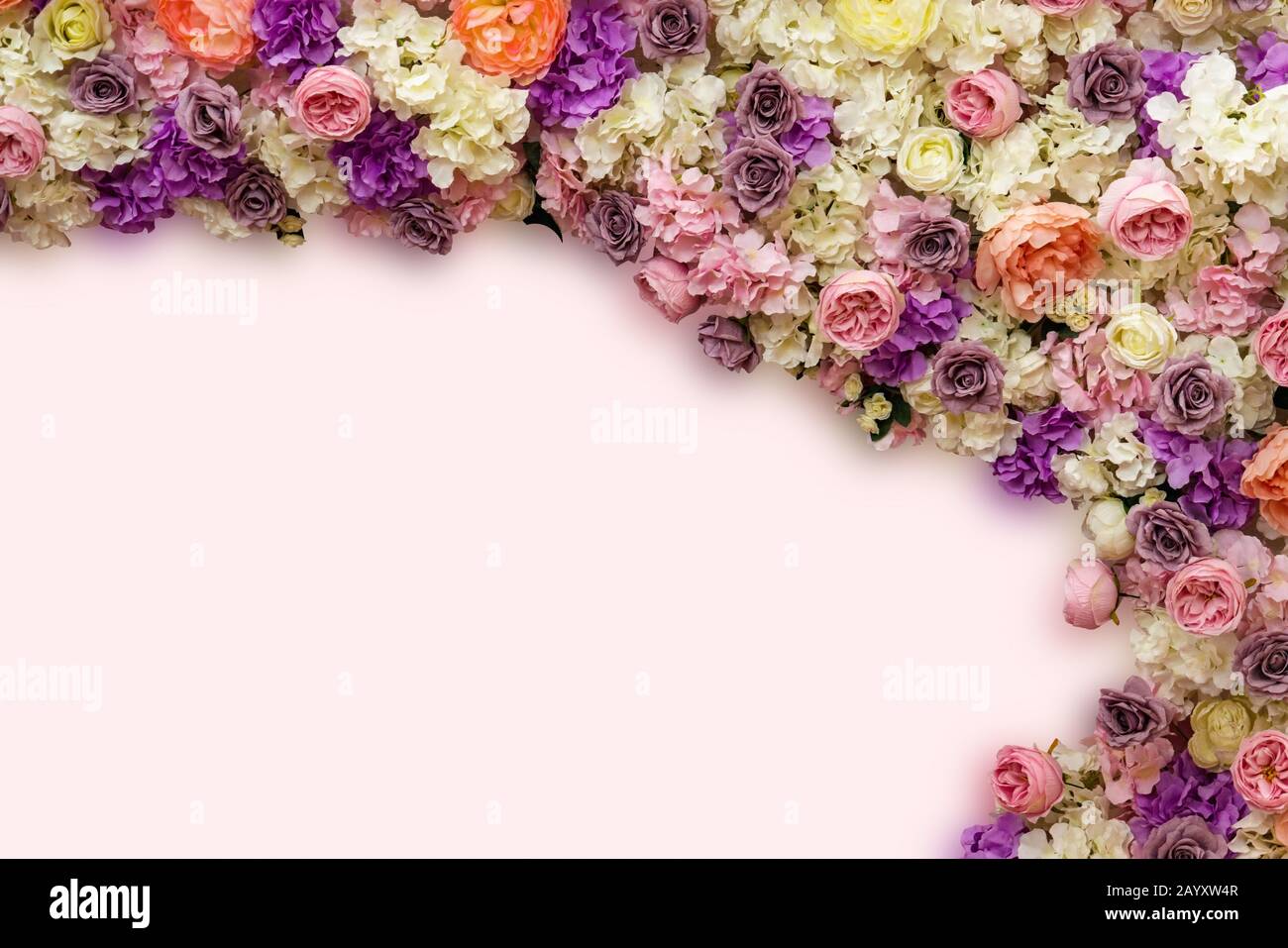 Template with flowers. You can insert your text in the free space. Stock Photo