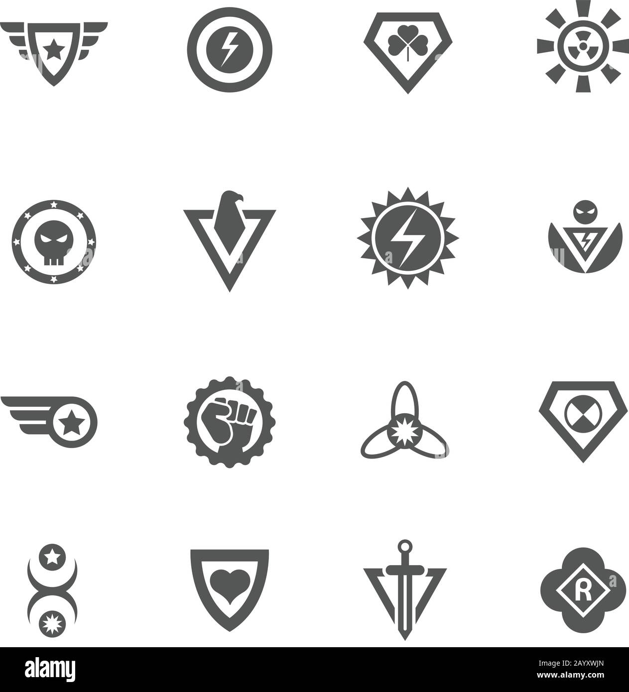 black and white superhero logos