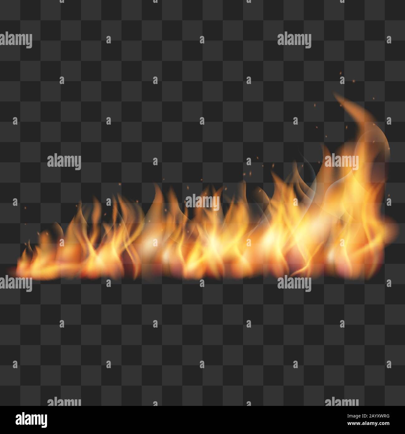 Realistic fire trail vector. Illustration of hot fire isolated