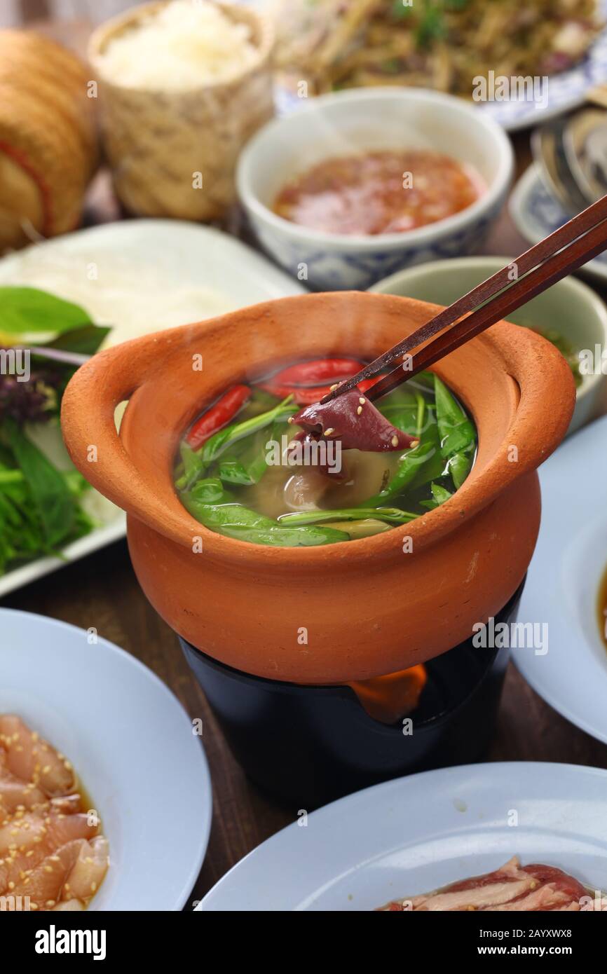 chim chum, Thai Isan traditional healthy hot pot Stock Photo